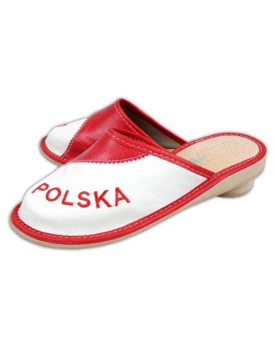 Skórzane Pantofle KIBICA - POLSKA Upominek Prezent - Damskie