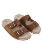 Klapki skórzane Fusbet dwa paski nubuk profilowane ortopedyczne