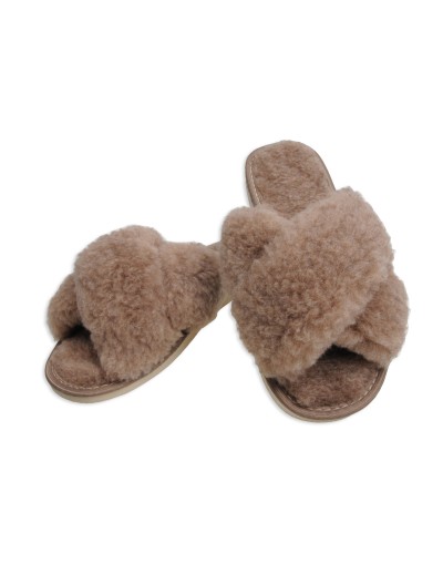 Brązowe Damskie Kapcie Domowe Laczki A29B