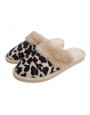 Zimowe kapcie pantofle w panterkę ocieplane runem A9BLK