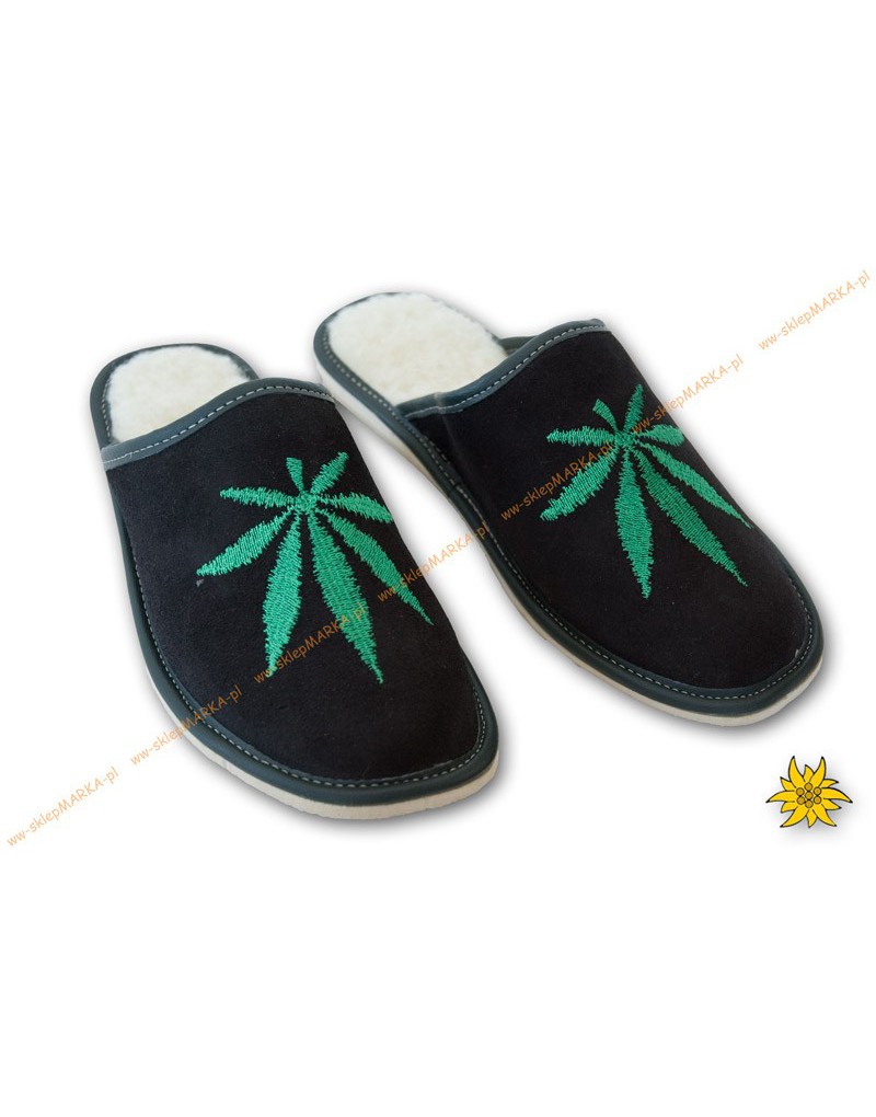Pantofle z liściem Marihuany - oryginalny prezent
