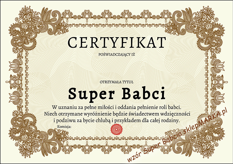 Certyfikat Super Babcia